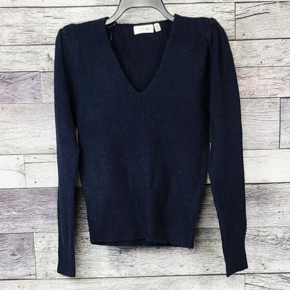 NWT RD Syle V-Neck Ribbed Sweater Navy - Picture 4 of 8